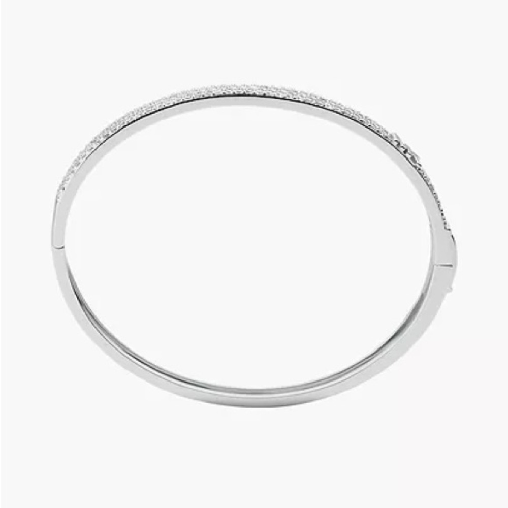 🖤🖤Michael Kors Precious Metal-Plated Sterling Silver Pavé Logo Bangle Bracelet - Picture 2 of 4